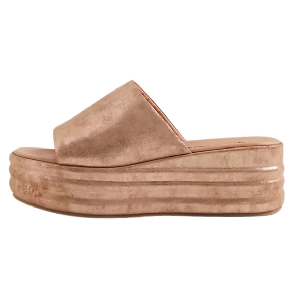 Free People Rose Gold Harbor Platform Slides Sandal Women's Sizes NEW resort - Picture 3 of 14